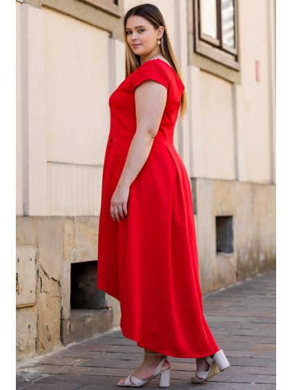 Elegantné spoločenské šaty s lesklou ozdobou Sibyla pre moletky červené