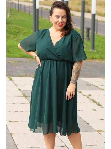 Krátke spoločenské letné šifónové šaty pre moletky Debbie zelené