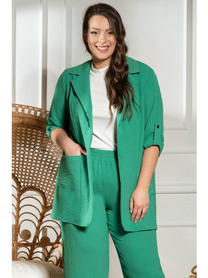 ZĽAVA Elegantné pohodlné sako s vreckami pre moletky Dira zelené