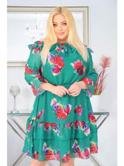 Ľahké vzdušné kvetované šaty pre moletky Lorisa zelené