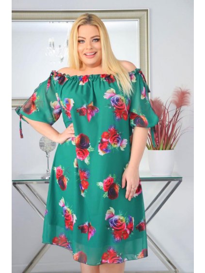 Ľahké krátke vzdušné kvetované šaty pre moletky Amelia zelené