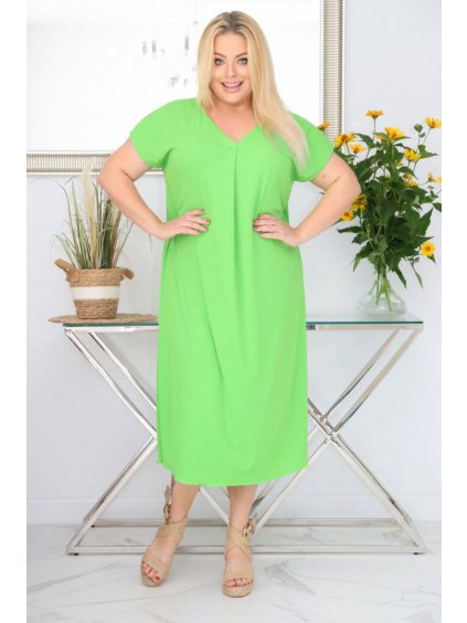 Klasické pohodlné midi šaty pre moletky Demi zelené