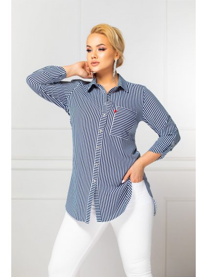 Padavá košeľa pre moletky Abbie biela s modrými pásikmi