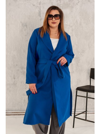 Ľahký prechodný zaväzovací kabát pre moletky Polly modrý