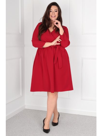 Šaty s obálkovým výstrihom pre moletky Aneta červené