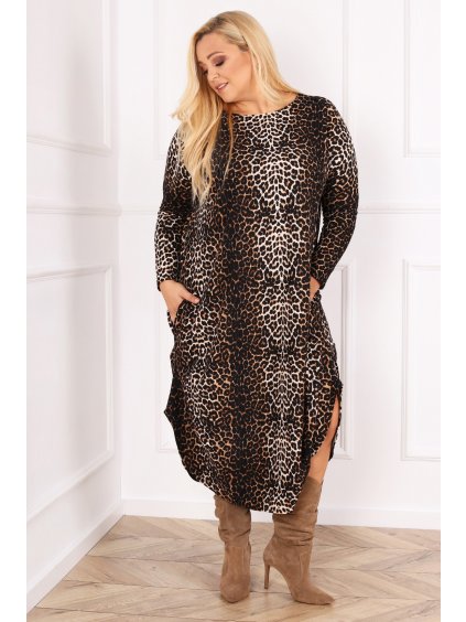 Predĺžené tunikové šaty pre moletky Jojo s leopardím vzorom