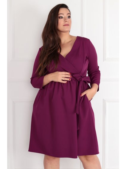 Šaty s obálkovým výstrihom pre moletky Aneta fialovo cyklámenová