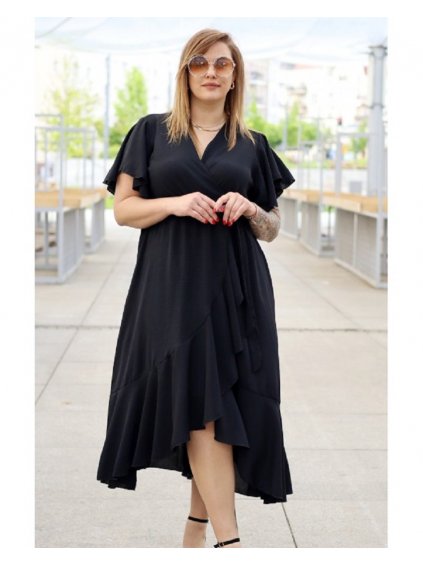 francesca elegancka sukienka z falbankami w kolorze czarnym (1)