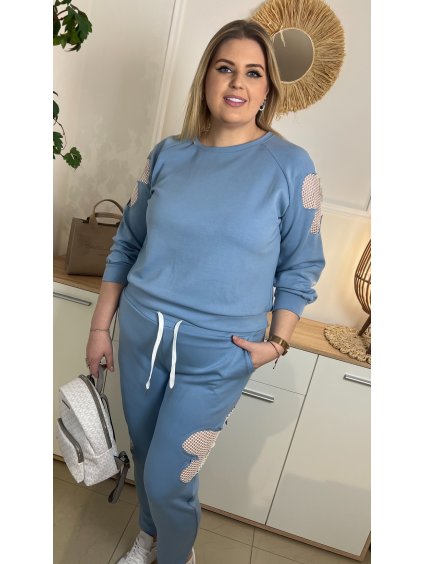 Pohodlná plus size tepláková súprava Lineta modrá