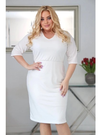 NA SKLADE Krátke pohodlné šaty s gumou v páse pre moletky Josie biele