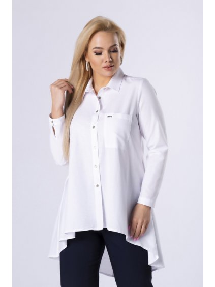 Bavlnená asymetrická košeľa pre moletky Esme biela