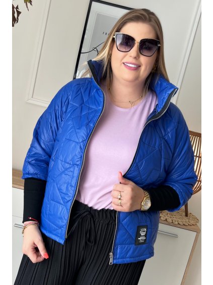 Krátka dámska prechodná plus size bunda Lorien modrá