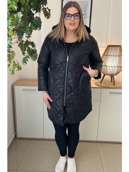 Dámska prešívaná zimná bunda s kapucňou pre moletky Amalia čierna
