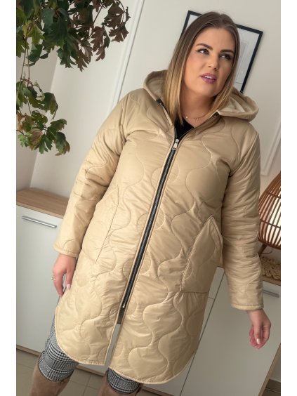 Dámska prešívaná zimná bunda s kapucňou pre moletky Amalia béžová