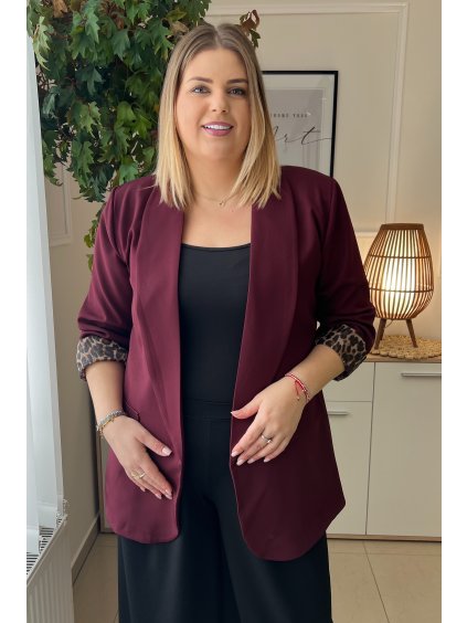 Elegantné dámske plus size sako s dlhými rukávmi Khloe slivkové