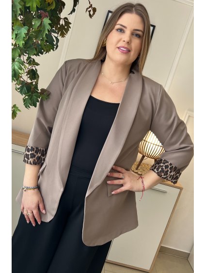 Elegantné dámske plus size sako s dlhými rukávmi Khloe fango