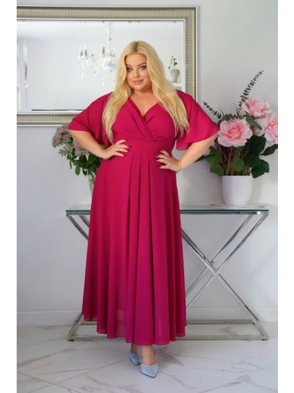 Dlhé dámske spoločenské šaty pre moletky Vanes fuchsiové