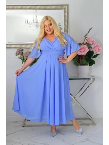 Dlhé dámske spoločenské šaty pre moletky Vanes svetlomodré