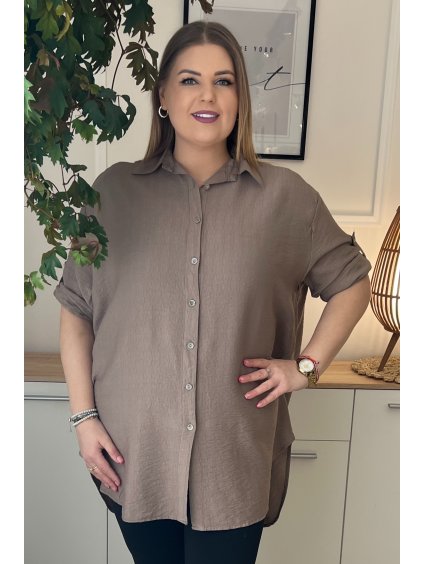 Predĺžená oversize košeľa na gombíky pre moletky Simone fango