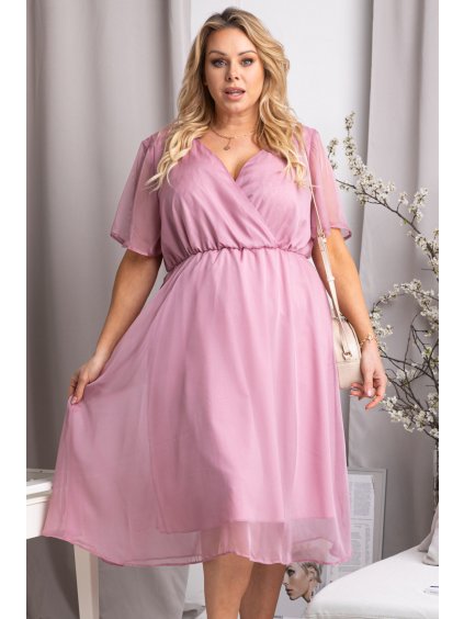 Krátke spoločenské letné šifónové šaty pre moletky Debbie púdrovo ružové