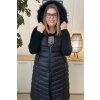 Predĺžená jarná/jesenná prešívaná vesta s kapucňou pre moletky Michel čierna