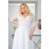 Midi spoločenské čipkované šaty s rozšírenou sukňou aj pre moletky Arieta biele