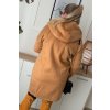 Hrejivý dámsky zimný oversize kabát s kapucňou pre moletky OFELI karamelový