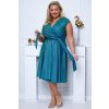 Krátke spoločenské šaty so zaväzovaním pre moletky Nicol tyrkysovozelené extra trblietavé