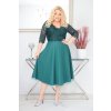 NA SKLADE Midi spoločenské čipkované šaty s rozšírenou sukňou aj pre moletky Arieta zelené