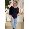 Pohodlné plus size dámske tričko s 3/4 rukávom Kris tmavomodré