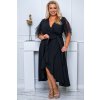 Midi spoločenské šaty s rozšírenou sukňou pre moletky Elenita čierne