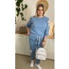 Pohodlná plus size tepláková súprava Lineta modrá