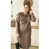 Pohodlné midi šaty s vreckami pre moletky Hande béžové s mašľou