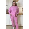 Jednoduchý pohodlný plus size komplet Julie ružový