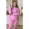 Jednoduchý pohodlný plus size komplet Julie ružový