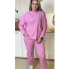 Jednoduchý pohodlný plus size komplet Julie ružový