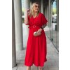 Dlhé dámske plus size šaty s opaskom Amande červené