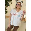 Pohodlné dámske bavlnené plus size tričko Summer biele s nápisom