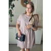 Pohodlné dámske ľanové plus size šaty Dakota púdrovo ružové