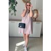 Pohodlné dámske ľanové plus size šaty Dakota púdrovo ružové