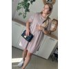 Pohodlné dámske ľanové plus size šaty Dakota púdrovo ružové