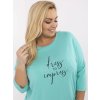 Pohodlné plus size tričko s 3/4 rukávom Janelle tyrkysové