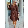 Jednoduché krátke dámske šaty s opaskom pre moletky Marita hnedé