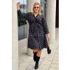 Krátke dámske šaty s rozšírenou sukňou pre moletky Marta čierne s bielymi guličkami