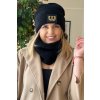 Hrejivý dámsky komplet čiapka a tunel pre moletky čierny