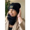 Hrejivý dámsky komplet čiapka a tunel pre moletky čierny
