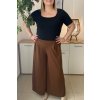 Elegantné dámske nohavice rozšíreného strihu pre moletky Mayla hnedé