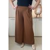 Elegantné dámske nohavice rozšíreného strihu pre moletky Mayla hnedé
