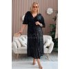 Dlhé dámske flitrované šaty s volánovými rukávmi pre moletky Lumia čierne