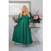 Dlhé dámske šaty s rozparkami na rukávoch pre moletky Sabine zelené